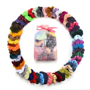 50Colors Solid Girls Velvet Elastic Hair Scrunchie Scrunchy Head Band Ponytail Hairbands Rope BJ