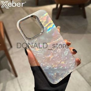 Casos de telefone celular Luxo Glitter Laser Colorido Dreamy Shell Phone Case para iPhone 15 11 12 13 14 Pro Max X XS XR Suave Brilhante Clear Bumper Capa J231206