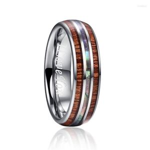 Bröllopsringar 6mm Hawaiian Koa Wood and Abalone Shell Tungsten Carbide for Women Menwedding Lois22278m