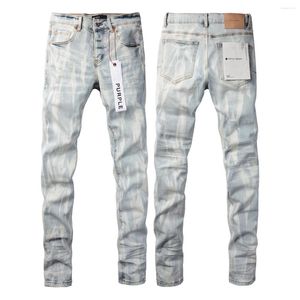 Designer de jeans masculino Marca roxa masculino masculino azul claro y2k high street jeans tinta graffiti padrão danificado calça skinny rasgada