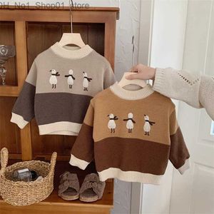 Cardigan Winter 2023 Korean Children Girl Sweater Fleece Thick Cartoon Baby Girl Knitwear Pullover Loose Striped Warm Kid Girl Undershirt Q231206