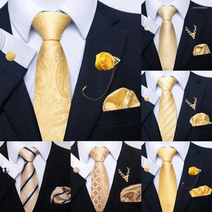 Bow Ties Gold Men slips Paisley Silk Pocket Square Present Box Set Luxury Designer Neck For Mane Gravat Wedding