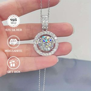 반짝이는 1/2/3/4/5/10ct 패션 Moissanite Sterling Sier Round Bag 펜던트 목걸이 생일 기념일 선물