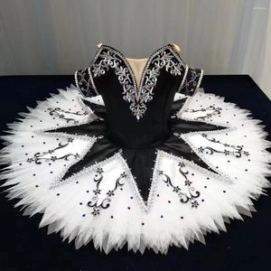 Scena nosić dzieci profesjonalna spódnica baletowa Czarna biała klaun wydajność tańca Ubrania naleśnik Tutu Ballerina Halloween Costume