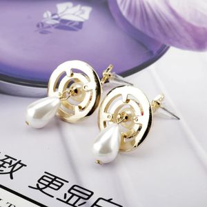 Stud Pearl Earrings for Women Colorful Zircon Deconer Planet Pendant Earring Jewelry Luxury Party Accessories Cute Gift 231205