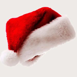 Party Hats 1pc-Christmas Black Red Plush Hat Santa Novelty Hat Kids Christmas Decorations For Year Home Santa Claus Gift Party Supplies 231206