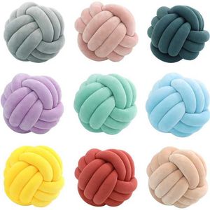 Cushion/Decorative Soft Knot Ball Round Throw Cushion Kids Home Decoration Plush Throw Knotted Handmade