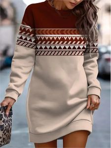 Urban Sexy Dresses Autumn Winter Fashion Print Sweatshirt Dress for Women O Neck Long Sleeve Casual Overize Loose Office Ladies 231206