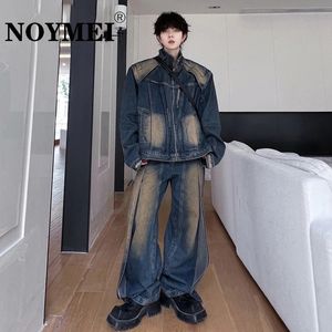 Mens Tracksuits NOYMEI Distressed Denim Jackets Vintage Sets Two Piece Gradient Streetwear Baggy Pants Suits Loose Fashion Clothing WA2617 231206