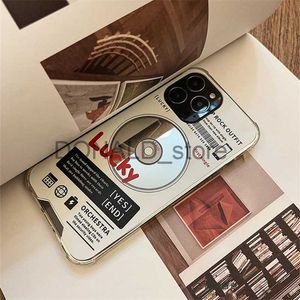 Mobiltelefonfälle Ins Retro Mode CD Spiegel Telefon Fall für iPhone 14 13 12 11 Pro XS Max X XR Kreativer Buchstabe Vier Ecken Anti-Drop Soft Cover J231206
