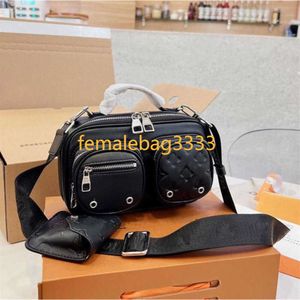 Tasarımcı Kamera Çantası Moenogramlar Omuz Çantaları Çok yönlülük yardımcısı Crossbody Donanma Tuval Geniş Tekstil Kayışı Çoklu fermuarlı Cepler Sürgülü Cüzdanlar