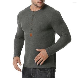 Homens Camisetas Camisa Acessível Homens Casual Grandad Crew Neck Tops Henley Manga Longa Treinamento Esportivo Undershirt