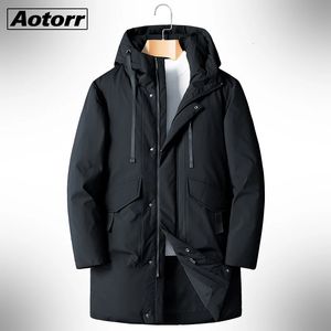男性Sジャケット冬90ホワイトダックダウンコートメン2023フード付きファッション高品質の長い厚い暖かいジャケットブラックオーバーコートパーカー8xl 231206