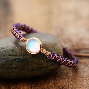 Charme Armbänder 2023 Amethysten Opal String Geflochtene Yoga Freundschaft Armband Armreif Für Frauen Männer Stein Wrap Femme Böhmischen Schmuck