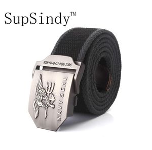 SUPSINDY Men39S Canvas Belt Navy Seal Metal Buckle Military Belt Army Tactical Belts For Manlig toppkvalitet Män band Black Strip8656737