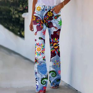 Erkekler Kot kadın retro kelebek baskılı düz kot pantolon cmformfort geniş bacak pantolon grafiti tasarımı tüm eşleşen uzun pantolon pantalonlar 231206