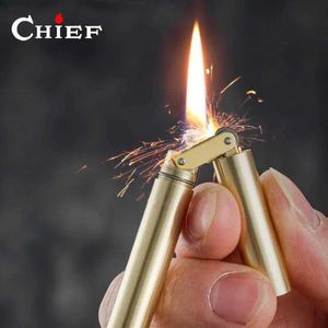 Chief Creative Brass Nunchaku Keronome Lighter Outdoor Windproof Mini Retro Sliphjul Tändning Män rökverktygsgåva