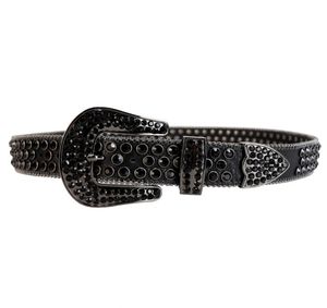 Western Cowboy Bling Crystal Rhinestones Belt Studded Leather Belt borttagbart spänne för kvinnor och Men5538139