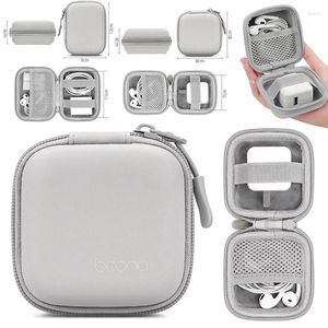 Förvaringspåsar Portable Hard Shell Mini Digital Gadget Bag Läder Eva Bluetooth Earphone Charger Case Data Cable U Disk Protective Box