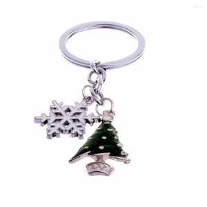 Anahtarlıklar Bespmosp 12pc/Lot Noel Ağacı Kar Tanesi Kolye Anahtar Kezleri Keyfob Xmas Cazibe Takı Kadın Arkadaşlar Aile Hediyeleri