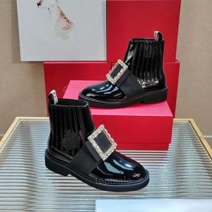 Fashion rhinestone boots designer womens chelsea boots matte patent leather boots luxury liner sheepskin boot high quality shoes C120601