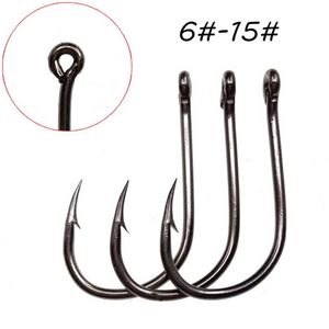 1000 pçs / lote 10 tamanhos 6 #-15 # preto ise gancho de aço alto carbono farpado pesca ganchos anzóis asiáticos carpa pesca equipamento acessórios kl283v