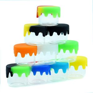 Accessories Empty Bottle Glass Jar Cream Containers 6.0ml Dab Wax Thick Oil Silicone cap Clear Tank Portable Cosmetic box Packing for Sample