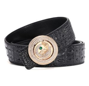 Latest Men Belt Crocodile High Quality Cow Genuine Leather Luxury Strap Male Belts For Man Diamond Rotate Buckle Round2730386