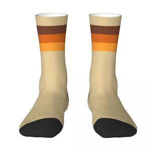 Men's Socks 70s Stripes Brown Orange Yellow custom socks Fun Designer Man Sock's 231205