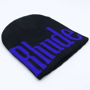 Rhude gorro de malha frio, gorro ampliado de alta aparência, marca de moda masculina e feminina, estilo americano universal swp9