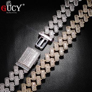 gucy20mm miami prong set cuban chains for men for men for Gold Silver Color Hip Hop Iced Out Paved Bling CZ Rapper Jewelry2094