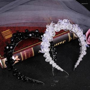 Klipsy do włosów duże kryształowe ręcznie robione opaski do włosów więcej koralików czarne białe opaski na głowę akcesoria ślubne Kobiety kwiat biżuterii