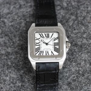 Mężczyźni panie para santos kwarc zegarek oryginalny skórzany zegarek pasek kwarcowy Watch Watch Lady Counter Oficjalna replica