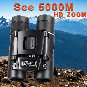 Телескопический бинокль 700x25 HD Zoom Портативный мощный дальний складной бинокль Jumelles при слабом освещении ночного видения для охоты 231206