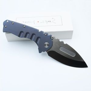 Smke Bıçaklar Katlanır Kamp Titanyum Survival Bıçak Bıçağı Satin Anodize MDF Sap ​​Taktik Özel D2 Pocket Vuppw