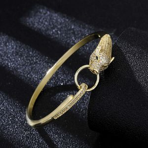 Bracciale di lusso per donna, designer di unghie, braccialetto di gioielli, micro intarsiato, carta da casa, leopardo, da donna, dorato, non sbiadisce