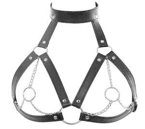 2020 BDSM Fetish Collar Body Harness Toys Adult Products för par Sex Bondage Belt Chain Slave Breasts Woman6984904