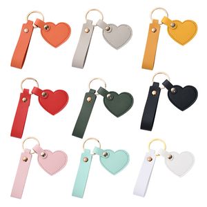 Heart Shaped Leather Keychain DIY Wrist Keychain Women's Bag Decoration Key Chains Gift Key Ring