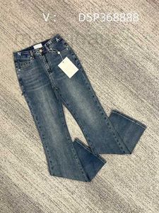Calça jeans feminina designer 2023 outono novo estilo cintura alta fino ajuste alto bordado micro chifre jeans feminino urdb