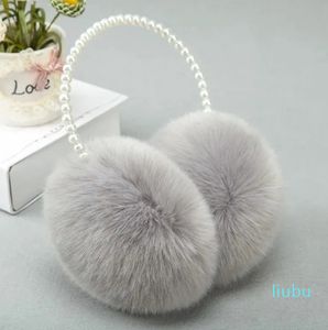 Öronmuffor öron muffs kvinnor flickor vinter fluffig plysch öronmuffs imitation pärla pärlor pannband tjockare varmare prinsessa barn party styling huvudbonader