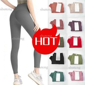 Designer Leggings Yoga Lululemens Pantaloni fitness a vita alta da donna Elastic Lady Align Lulus Lemon Legging Wear Collant completo completo Running 713 rr