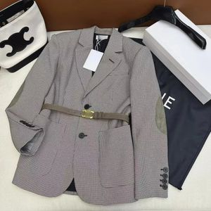 Ternos femininos blazers casual terno jaqueta com mil pássaros verificar clássico luxo de alta qualidade coreano moda cinto 231206