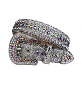 Cinto de cowboy couro cravejado de strass para homens mulheres ocidental bling cristal fivela removível de sets2949950