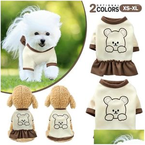 Dog Apparel Summer Dress Embroidered Bear Pet Costume York Chihuahua Clothing Soft Cat Outfit Accessories Drop Delivery Home Garden Su Dhsiw