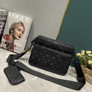 10A Luxury Men's Leather Triple Messenger Bag Top Handväska Kvinnor axelväska Makeup Bag designer Tote Herrväska