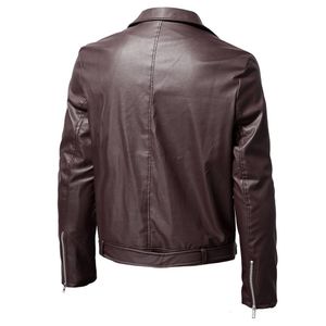 Herren Oberbekleidung Mäntel Leder Herbst neue europäische und amerikanische Herren-PU-Lederjacke für Herren-Stehkragen-Punk-Motorrad