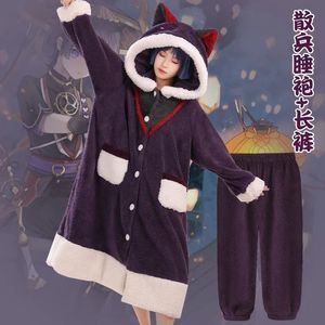 Kvinnors Robe Game Genshin Impact Plush Toys Söta Scaramouche Ganyu Klee Plush Pyjamas mjuk fylld hemkläder Robe Men Women Night Clothing 231206