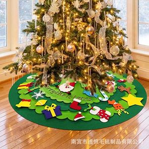 Christmas Decorations 2023 1m 3D Felt DIY Tree Skirt With Snowy Candy Gift Pattern Charming Trees Festive Holiday Decoration