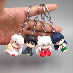 Keychains Lanyards 4 st/Lot Anime Inuyasha Creative Q Version Keychain Sesshoumaru Keyring Bag Pendant Accessories Fashion Jewelry 231205