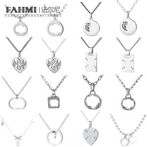 Fahmi Classic and elegant hollow heart-shaped round swallow print buckle bow pearl rectangular tag necklace Special gifts for Mother Wife Kids Lover Friends